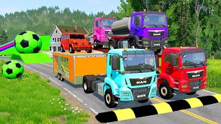 TRANSPORTING PIXAR CARS amp FRUITS WITH COLORED amp JOHN DEERE vs CLAAS vs TRACTORS  BeamNGdrive 962 [upl. by Holly529]