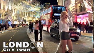 🇬🇧2023 London Night Walk Regent Street Night Walk Incl St Jamess Christmas Lights 4K HDR [upl. by Eca60]