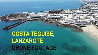 Costa Teguise Beach Lanzarote Drone Footage 2022 [upl. by Ahsytal505]