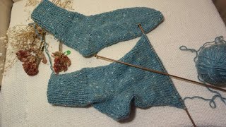 How to knit socks on two straight needles  Singlepointed needles [upl. by Arodnahs]