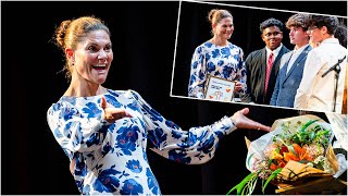 Crown Princess Victoria attends Raoul Wallenberg Prize Ceremony in By Malina floral print dress [upl. by Inram130]