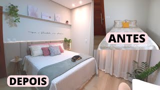 DECORANDO QUARTO SIMPLES gastando pouco FICOU LINDO 😍😍 Diy quarto com cabeceira estofada e led [upl. by Markman]