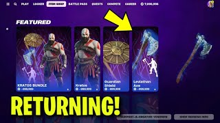 LEVIATHAN AXE CONFIRMED RETURN DATE in FORTNITE ITEM SHOP Leviathan Axe Pickaxe Returning [upl. by Reamy455]