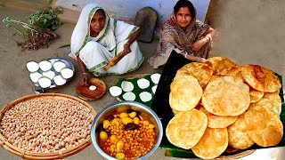 Bangali Favorite Fulko Luchi and Alu Kabuli DUM Recipe Prepared by Grandmother  Village Food [upl. by Vivienne627]