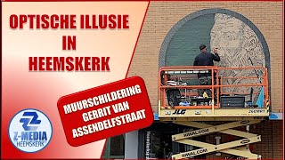 Optische illusie in Heemskerk muurschildering Gerrit van Assendelftstraat 4k [upl. by Nolyd]