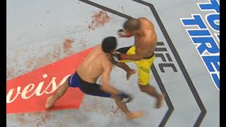 Edson Barboza FLYING KNEE KOed B Dariush  UFC Fight Night Barboza vs Chikadze  SlowMo BirdView [upl. by Aikan225]