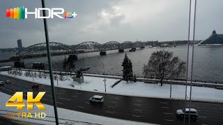 Riga City Latvia 🇱🇻 Walking Tour  Old Riga  Snow  Relaxation  February 2022  4KHDR [upl. by Eneli]