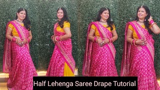 Half Saree Draping TutorialGarbaDandiya KarwachauthHaldiSpecial Saree DrapeTutorial sareedrape [upl. by Ynattyrb547]