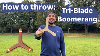 How to Throw a Boomerang Tutorial TriBlade Beginner Boomerang [upl. by Oznohpla]