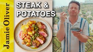 Herby Steak amp Crispy Potatoes  Jamie Oliver Cooks the Mediterranean [upl. by Adnoluy]