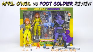 April ONeil vs Foot Soldier Bashed Unboxing and Review Neca TMNT Cartoon Wave 3 [upl. by Sabanrab]