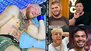 CONOR MCGREGOR KNOCKED OUT PRO FIGHTERS amp EXPERTS REACT TO DUSTIN PORIER UPSET KO OF MCGREGOR [upl. by Ominoreg102]