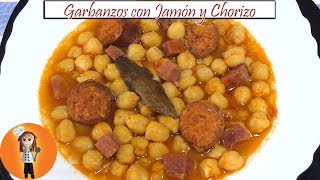 Garbanzos con Jamón y Chorizo  Receta de Cocina en Familia [upl. by Gregoire]