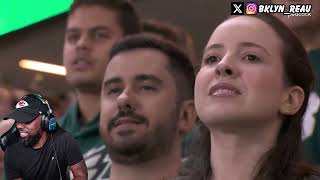 AMAZING Luisa Sonza Sings The Brazil National Anthem  PACKERS VS EAGLES NFL KICKOFF REACTION [upl. by Koslo]