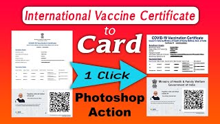 International Vaccine Certificate to Card  1 Click Photoshop Action [upl. by Melessa]