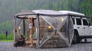 Solo camping in heavy rain  powerful rain adventures in tent and relaxing  ASMR [upl. by Alphonso]