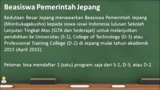 2014 Beasiswa Monbukagakusho JEPANG untuk Lulusan SMA SMK Sederajat [upl. by Chabot]