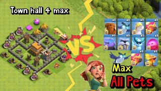 Town hall 4 base max vs all max pets clashofclans clashroyale gaming coc cocshorts Trending [upl. by Nhoj543]