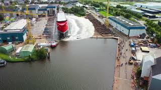 Tewaterlating  Ship launch  mv “Alexia”  Royal Wagenborg amp Niestern  Delfzijl [upl. by Valaree]