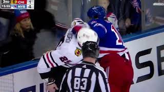 NHL hockey fight  Blake WheelerRangers vs Jarred TinordiBlack Hawks [upl. by Naeruat853]