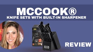 McCook® Knife SetsGerman Stainless Steel Knife Block Sets with Builtin Sharpener Black REVIEW [upl. by Ardied]