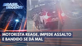 Bandido se dá mal e leva tiros em tentativa de assalto  Brasil Urgente [upl. by Xylon]