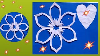 New Design Paper Snowflakes ।। Rangoli Stencil Design ।। How to make a Beautiful Craft ।। [upl. by Atiuqes]