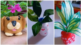 DIY three different mini flower pot diy yt youtube youtuber youtubevideo priyaekartist priya [upl. by Atinra]