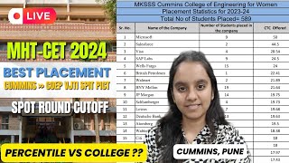 MHT CET 2024  SPOT ROUND CUTOFF PUNE  CUMMINS COLLEGE REVIEW  BEST PLACEMENT  CAP ROUND 2024 [upl. by Avert816]