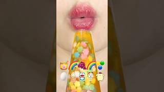 ASMR EMOJI FOOD 🍯🌈🍇🌈🟡🟢🔵🥚🍦이모지 먹방 sped up [upl. by Lorenzana]