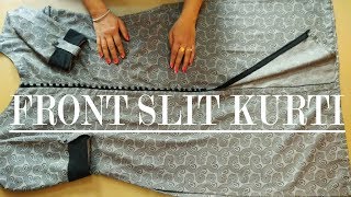 Front slit designer kurti cutting and stitching part 1 [upl. by Ayanet]