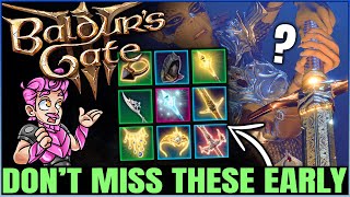 Baldurs Gate 3  10 POWERFUL Early Magic Items Weapons amp Armor  Best Gear Location Guide [upl. by Gil]