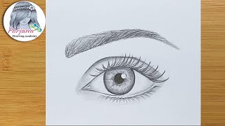 Easy way to draw a realistic eye for Beginners step by step Using only 1 pencil [upl. by Eirb964]