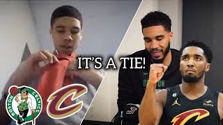 JAYSON TATUM TEACHES HOW TO TIE A SHOE BEFORE THE CELTICS AND CAVS NBA PLAYOFFS MATCH [upl. by Notwen504]