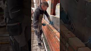 installation of the facade to the loadbearing wall using special dowels [upl. by Porett]