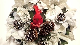 DIY Dollar Tree Christmas Wreath  Silver Bells amp Poinsettias [upl. by Lubin]