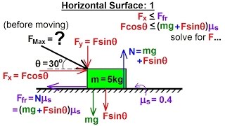 Physics 47 Friction amp Forces at Angles 1 of 8 Horizontal Surface 1 [upl. by Welcome]