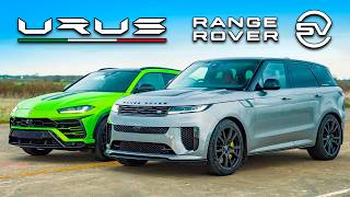 New Range Rover SV v Lambo DRAG RACE [upl. by Rabka]