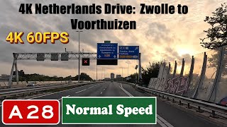 4K Netherlands Drive Zwolle to Voorthuizen  Motorway A28 [upl. by Littman94]