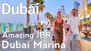 Dubai 4K Amazing Night JBR Dubai Marina Walking Tour 🇦🇪 [upl. by Hughett]