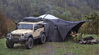 This CAR TENT is perfect for RAIN and STORM  Solo Camping ASMR [upl. by Akerehs]