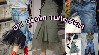 DIY Tulle Denim Maxi Skirt [upl. by Eleets]