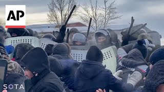 Hundreds protest in Russia over activists being arrested [upl. by Alvera]