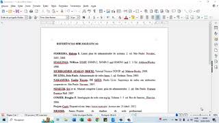 Como colocar as Referencias Bibliográficas em Ordem Alfabética Libre Office Writer 2024 [upl. by Pacifica]