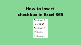 How to insert checkbox in Excel 365 [upl. by Khalil]