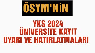 Yks 2024 Üniversite Kayıt İşlemleri yks2024 2024yks [upl. by Keefe]