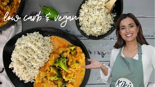 BrokkoliLauchCurry mit Low Carb Reis vegan  Gesundes Mittagessen mit wenig Kohlenhydraten [upl. by Annaili]