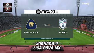 PUMAS VS PACHUCA JORNADA 4 LIGA BBVA MX SIMULACIÓN LTA MOD FIFA 23 [upl. by Apgar]