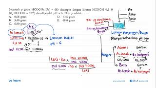 Sebanyak p gram HCOONa Mr  68 dicampur dengan HCOOH 02 M Ka HCOOH  106 dan diperoleh p [upl. by Enidlareg]