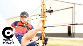 Matt Stutzman shoots archery match against son on Xbox  ArcheryatTokyo [upl. by Llednov]